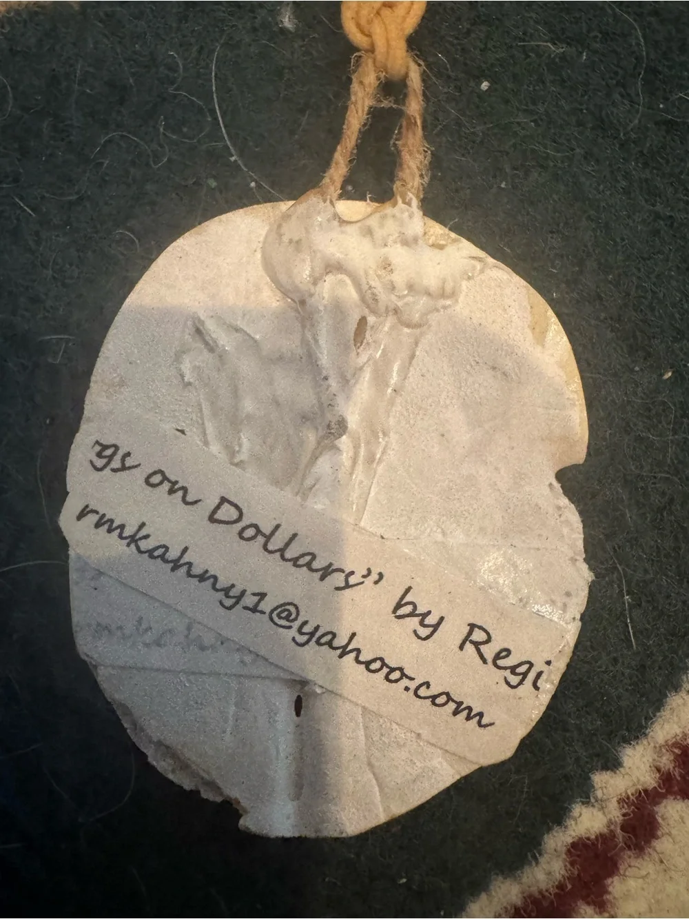 Pet Portrait Hanging Ornament - Cream French Bulldog Design 2 shell necklace